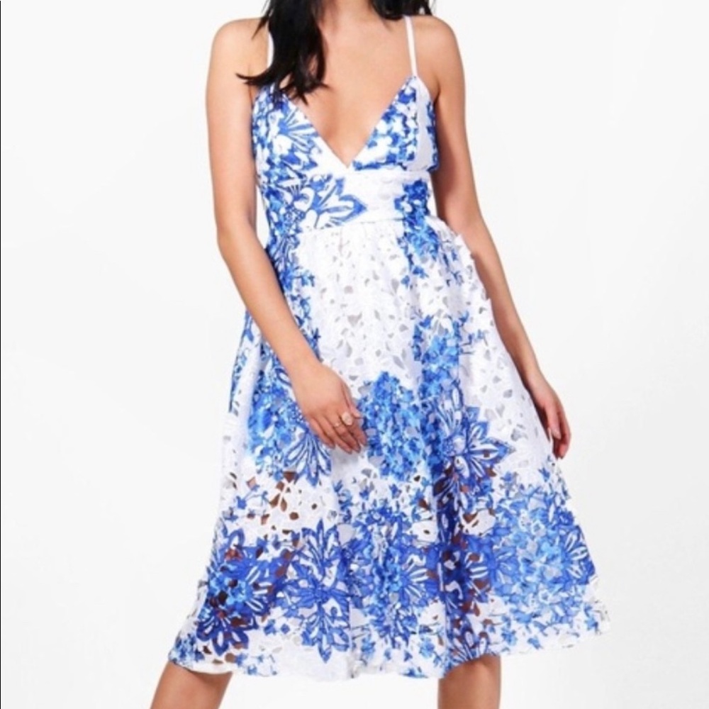 Boohoo print midi dress